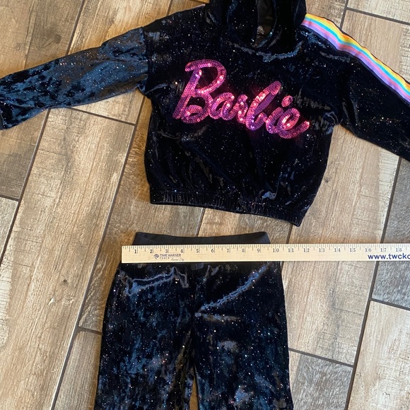 Barbie Black and Multicolor Velour Sequin/Sparkle hoodie/pants 2 piece set - Picture 10 of 15